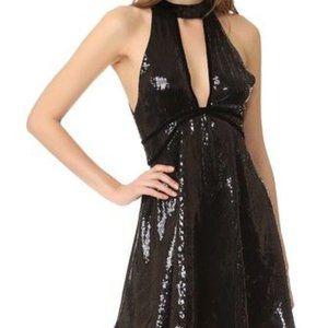 Free People Film Noir Sequined Mini Dress Black